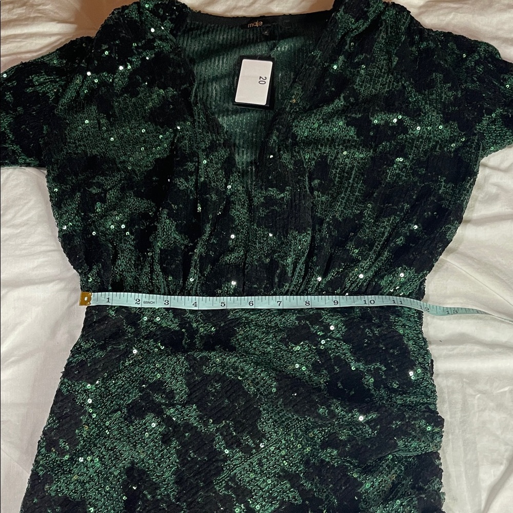 NWT Maje Green and Black Sequin-embroidered dress - Picture 15 of 16